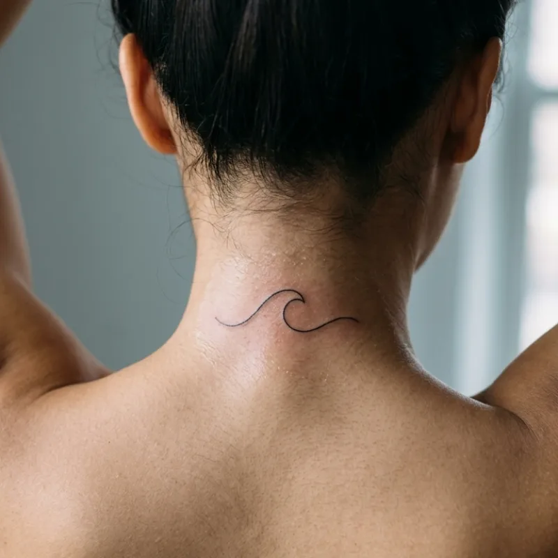 Fine-line tattoo on a shoulder
